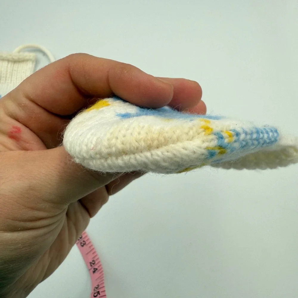 Vtg Knit Baby Mittens |‎ Blue Dog Motif | Infant Size | 1950-60s Era Mid-Century